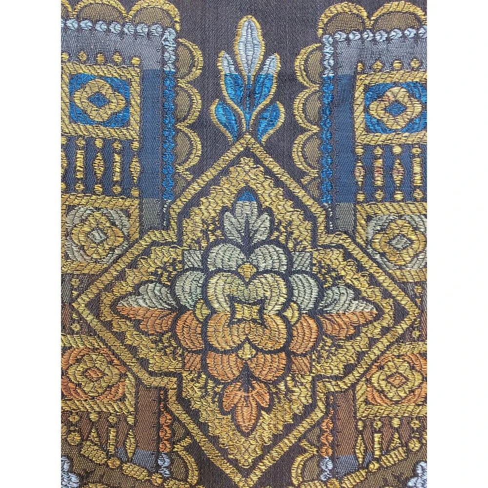 Vintage Woven Tapestry Floral Damask Table Runner Wall Hanging Gold Red Blue